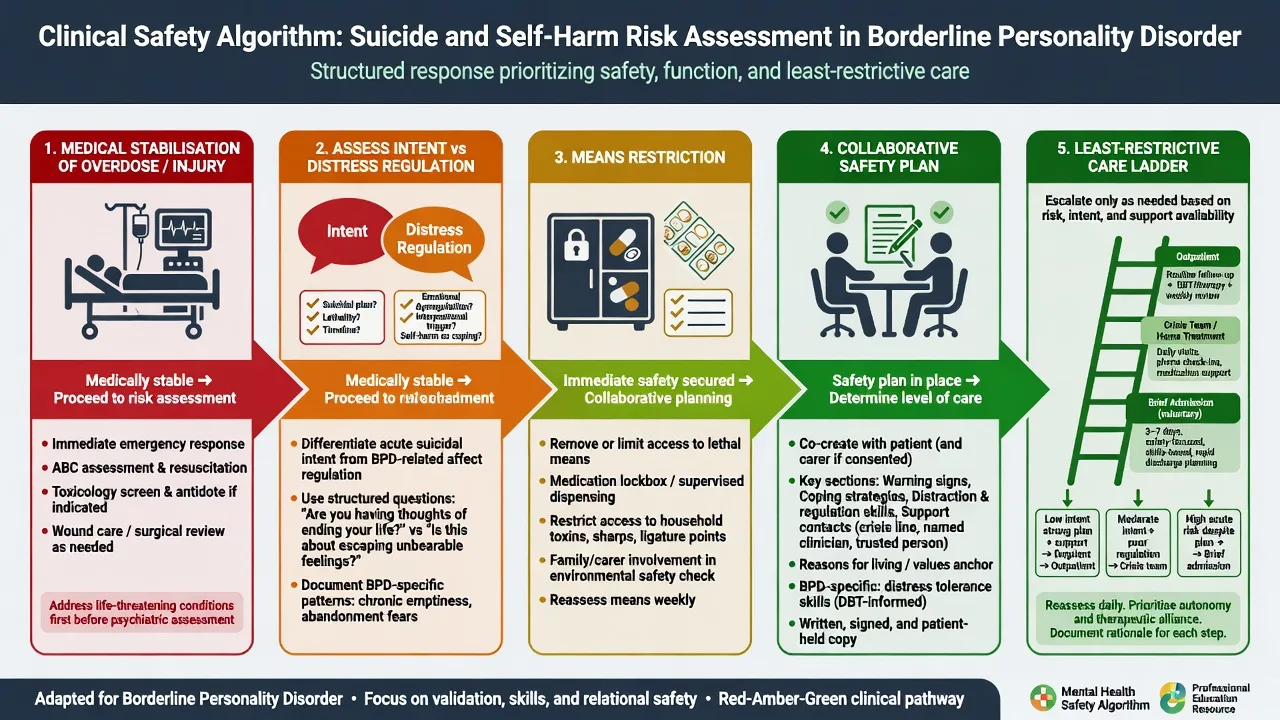 Five-step clinical safety algorithm for suicide and self-harm risk in BPD