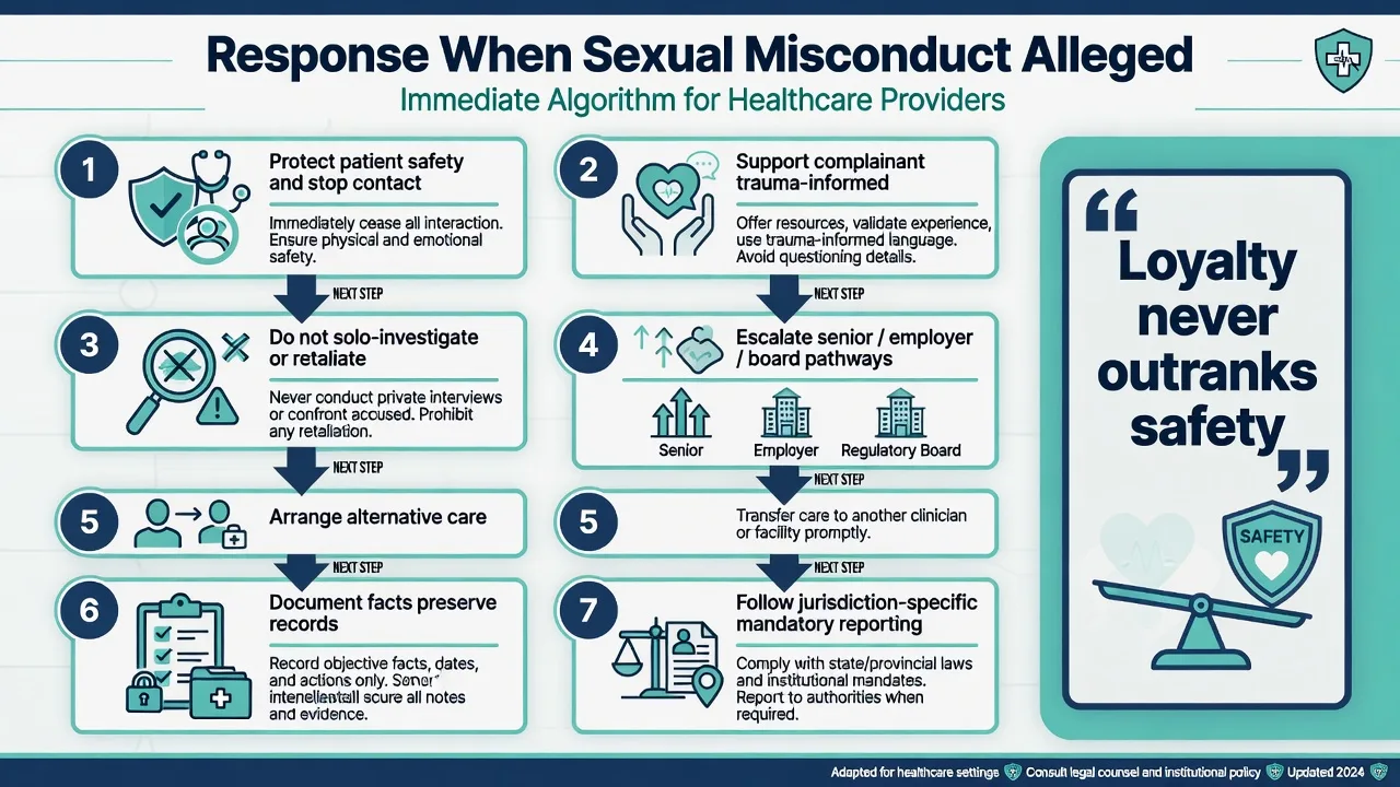 Seven-step algorithm for response when sexual misconduct is alleged