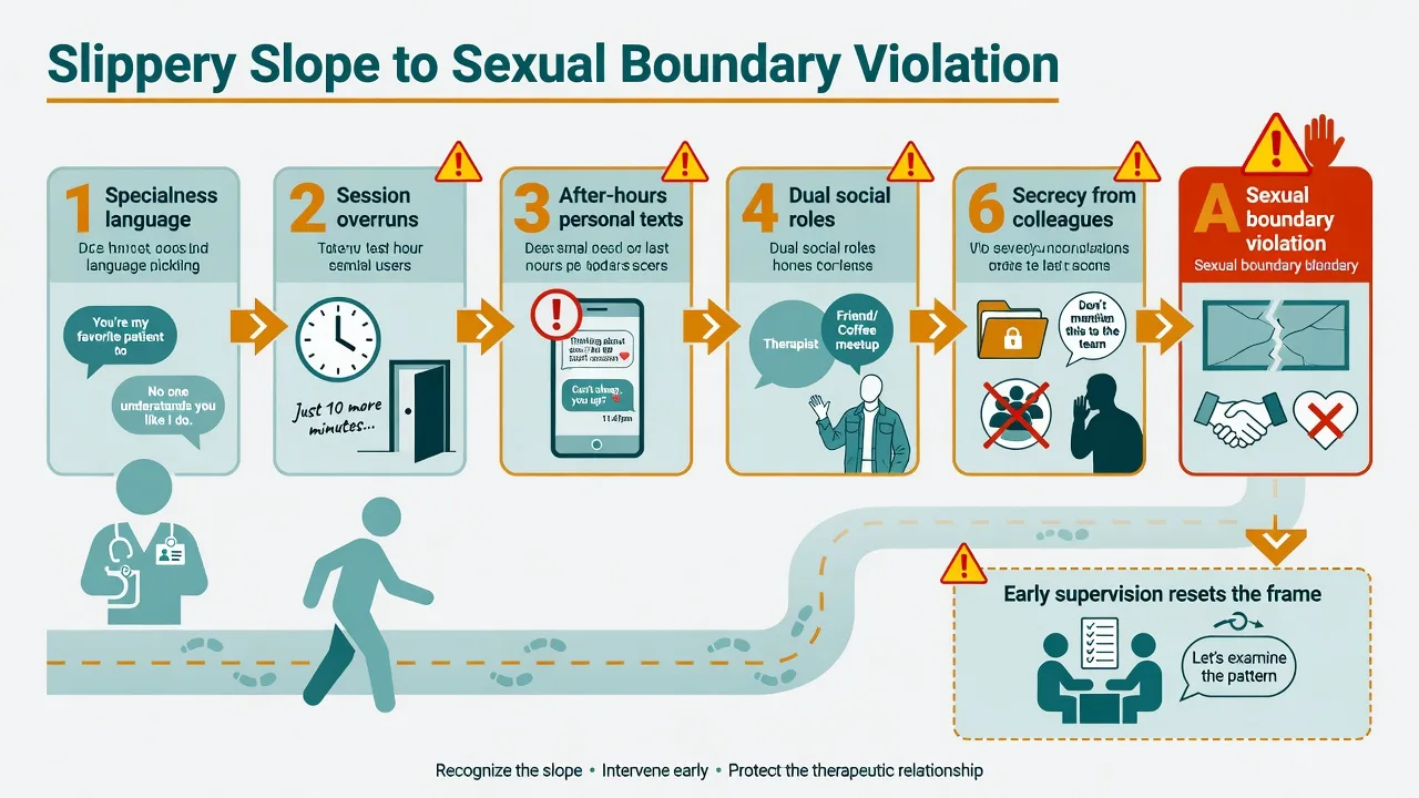 Six-step slippery-slope pathway from specialness language to sexual boundary violation