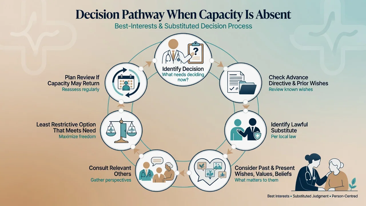 Circular pathway for best-interests and substituted decision-making when capacity is absent