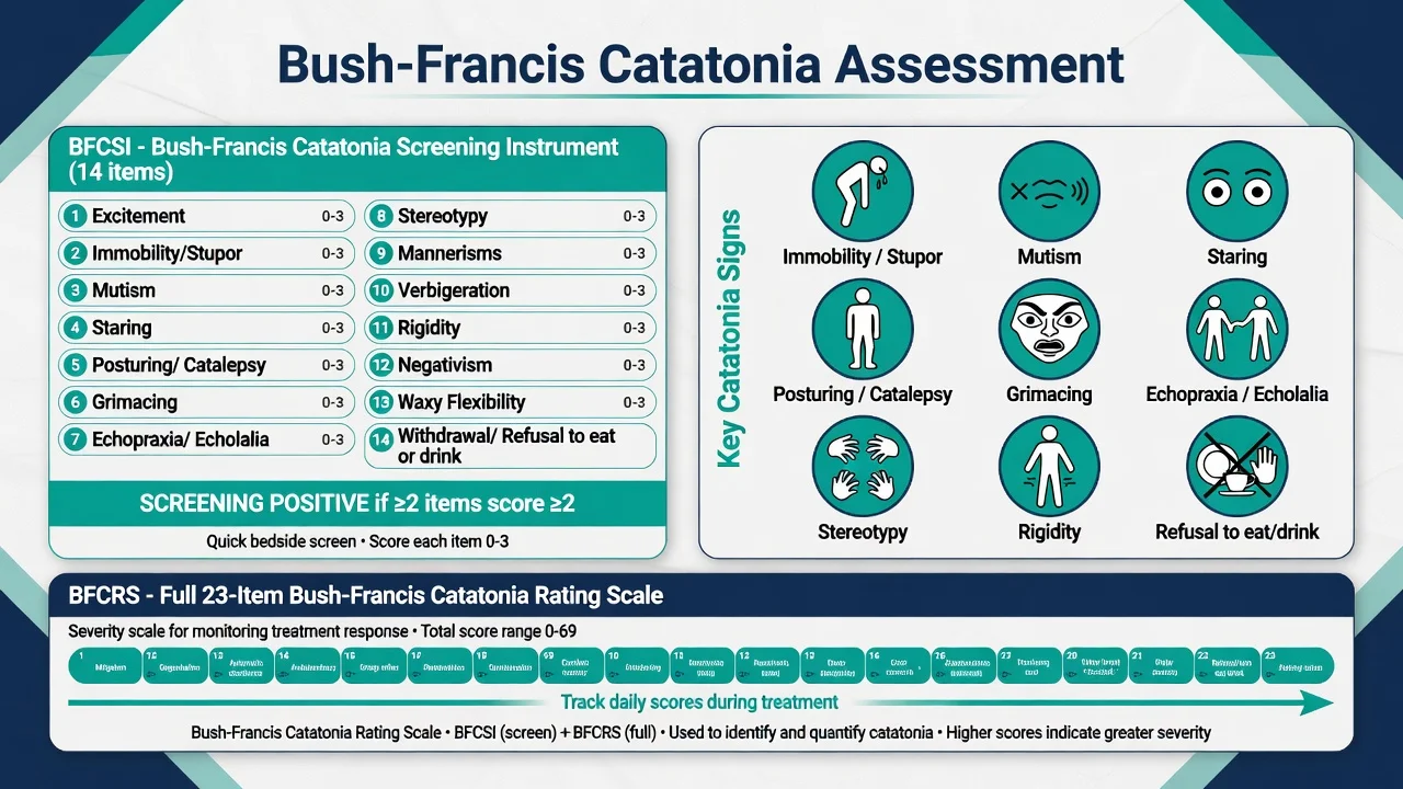 Bush-Francis Catatonia Screening Instrument and full 23-item rating scale concepts