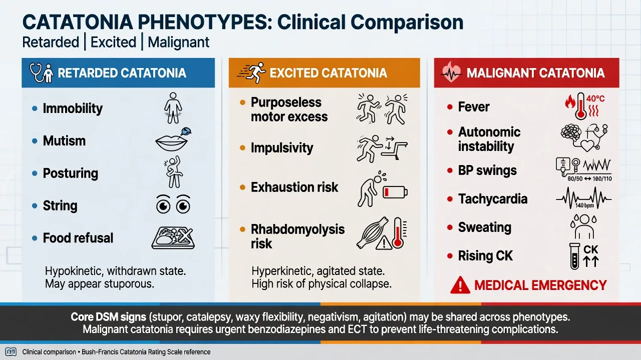 Comparison of retarded, excited, and malignant catatonia phenotypes