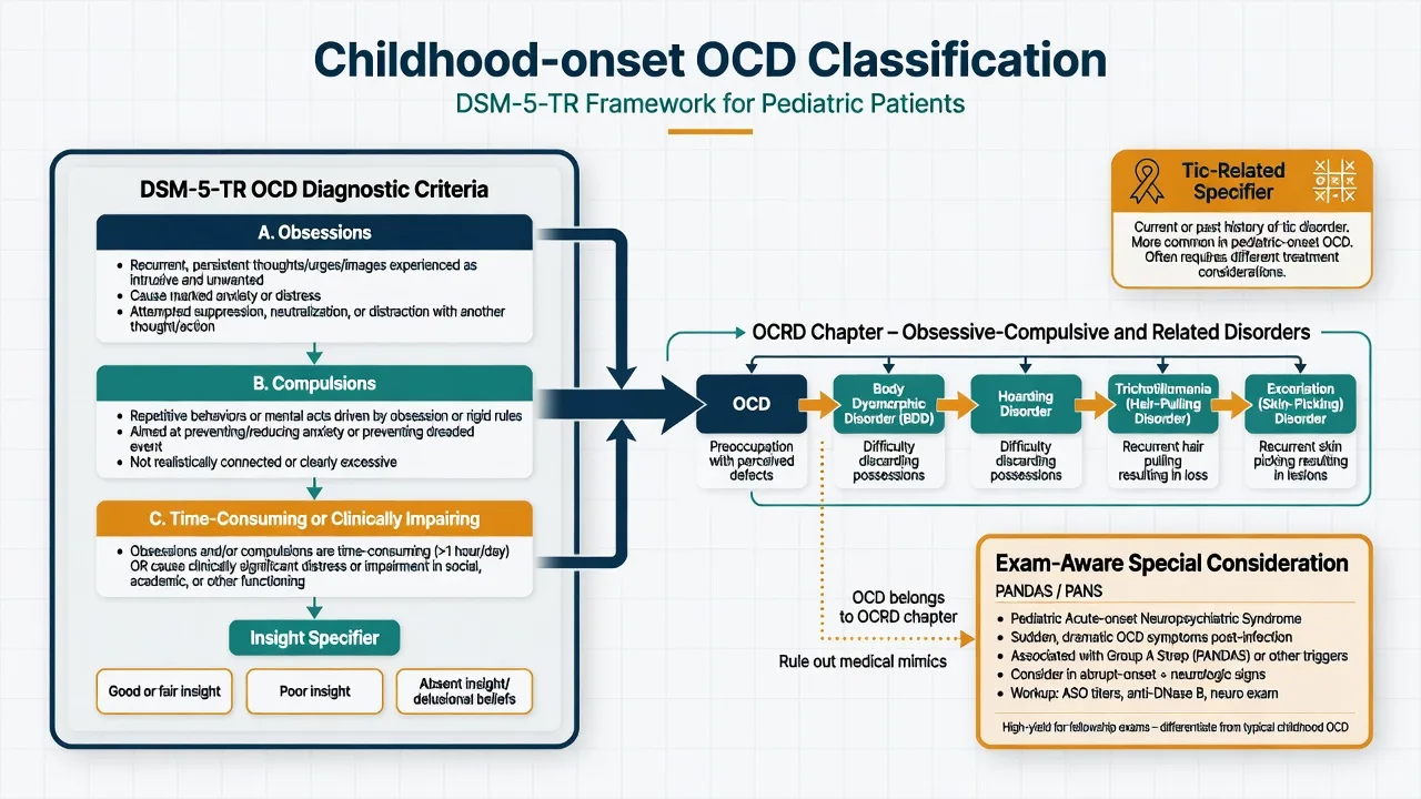 DSM-5-TR OCD criteria, OCRD chapter and paediatric special notes
