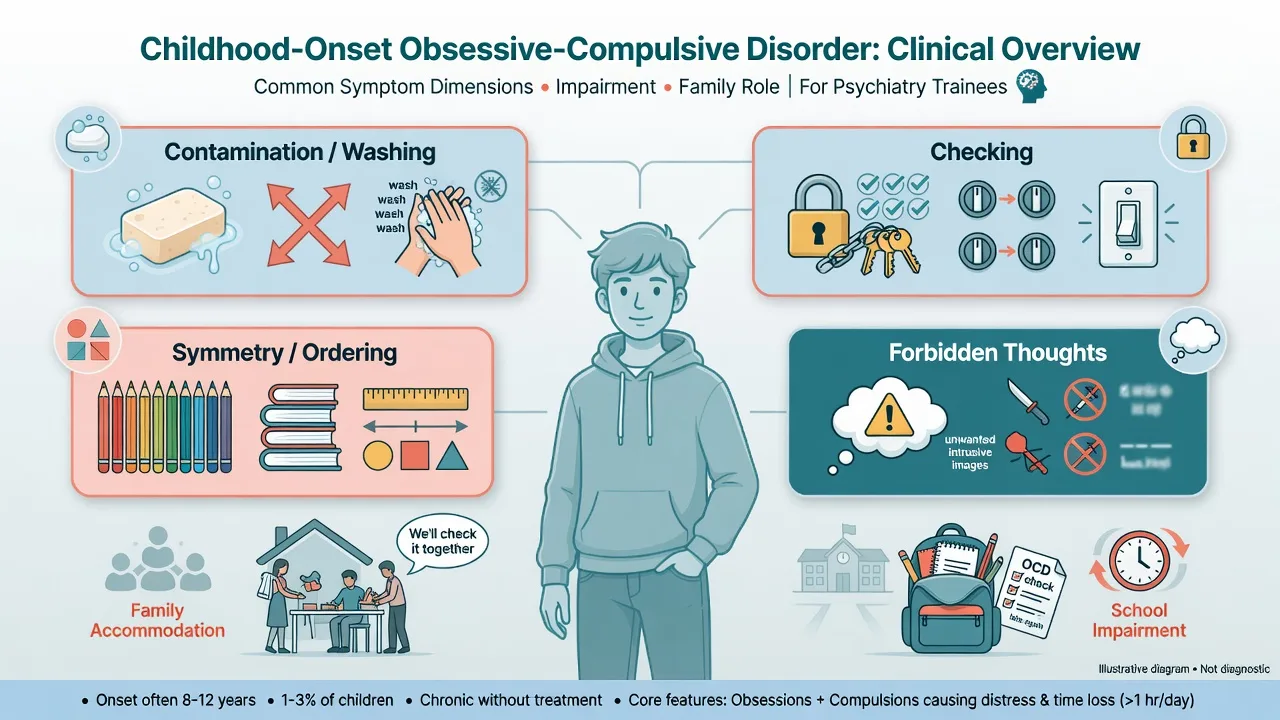 Educational overview of childhood OCD symptom domains and school-family impact