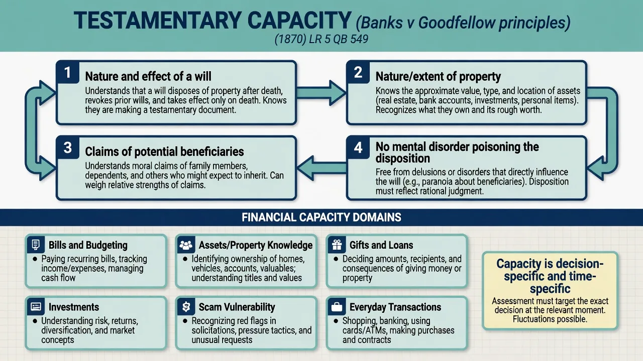 Banks v Goodfellow testamentary principles and financial capacity domain tiles