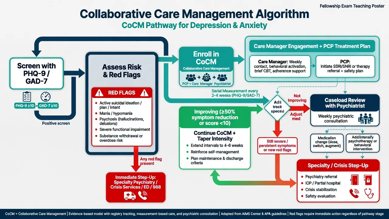 Collaborative care management algorithm from screen to step-up