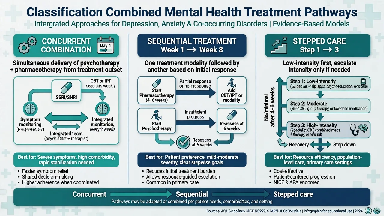 Classification pathways concurrent sequential and stepped care for combined psychiatric treatment