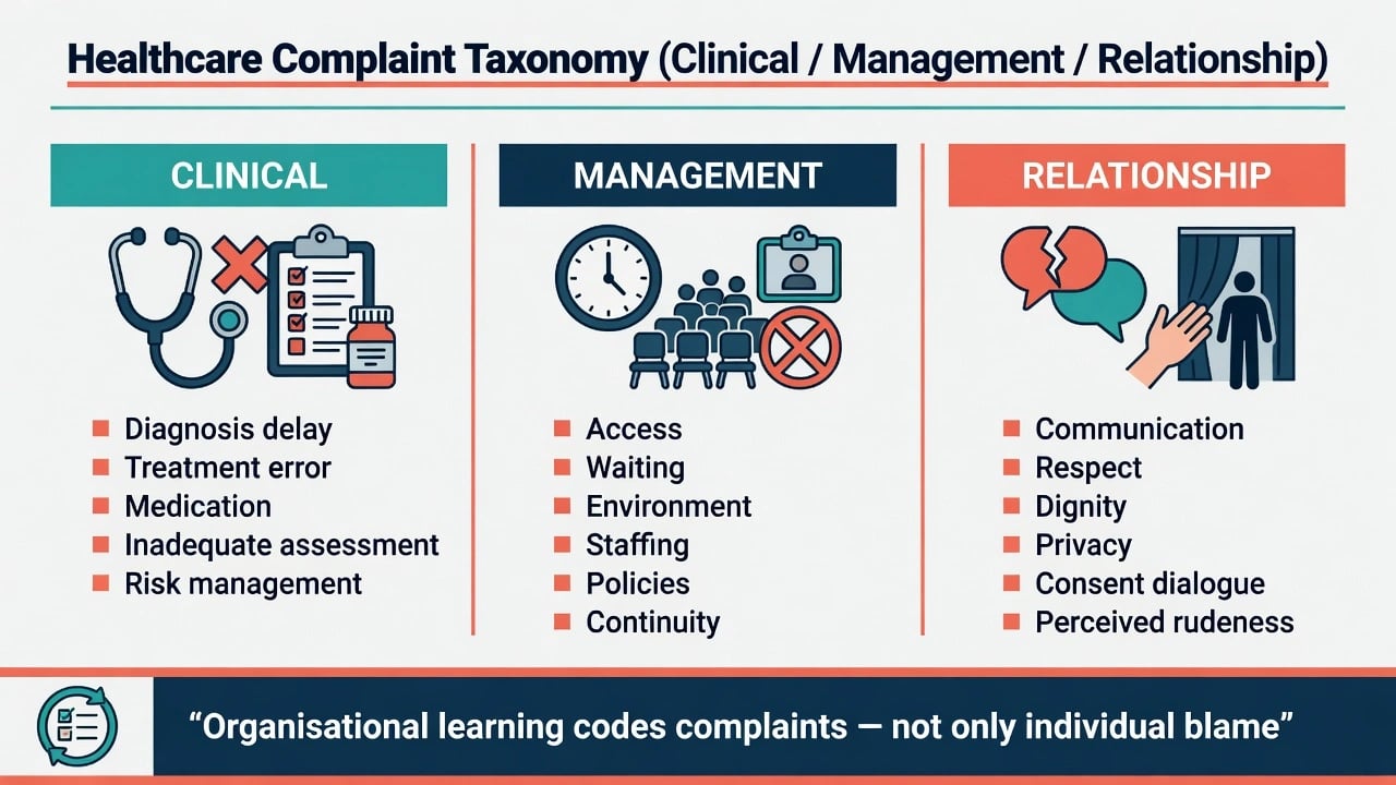 Three-column taxonomy of healthcare complaints: clinical problems, management problems, and relationship problems