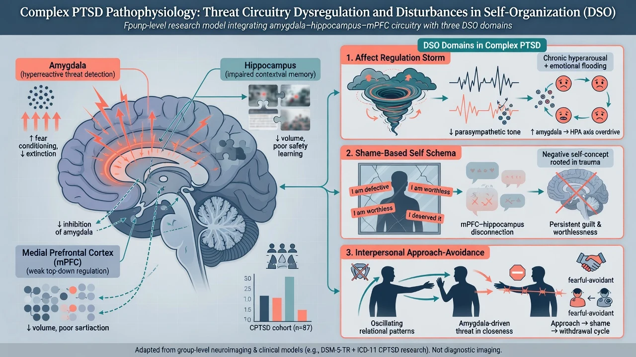 Threat circuitry and three DSO domains in complex PTSD