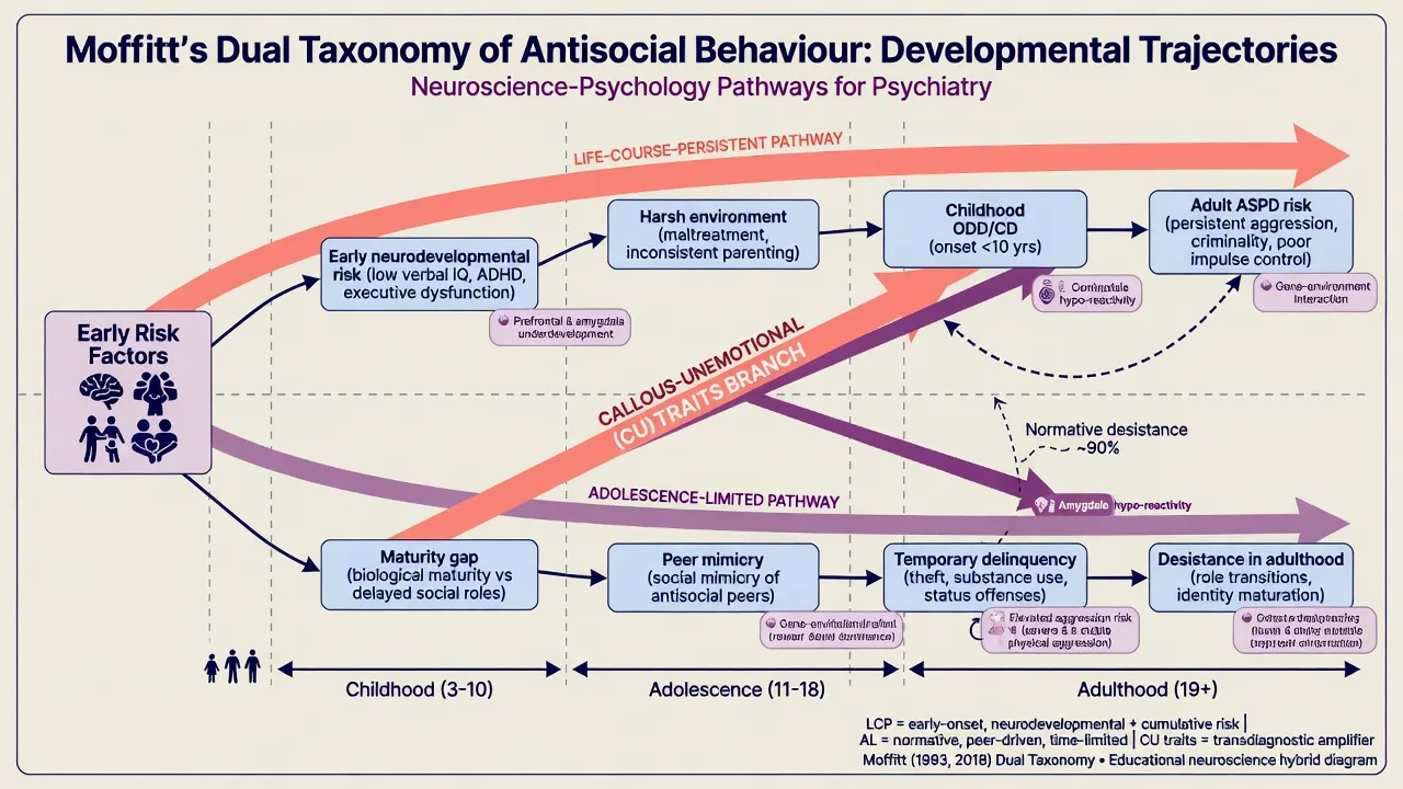 Dual developmental pathways life-course-persistent versus adolescence-limited antisocial behaviour with callous-unemotional branch
