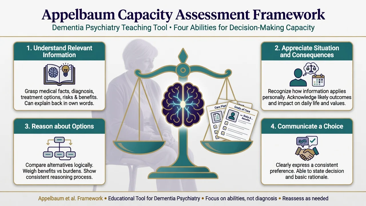 Appelbaum four abilities framework: understand, appreciate, reason, communicate a choice