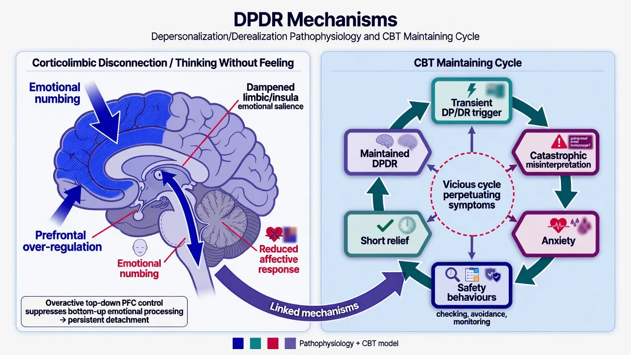 Classification map of primary DPDR, secondary DP/DR within other disorders, DSM-5-TR criteria anchors, and ICD-11 framing