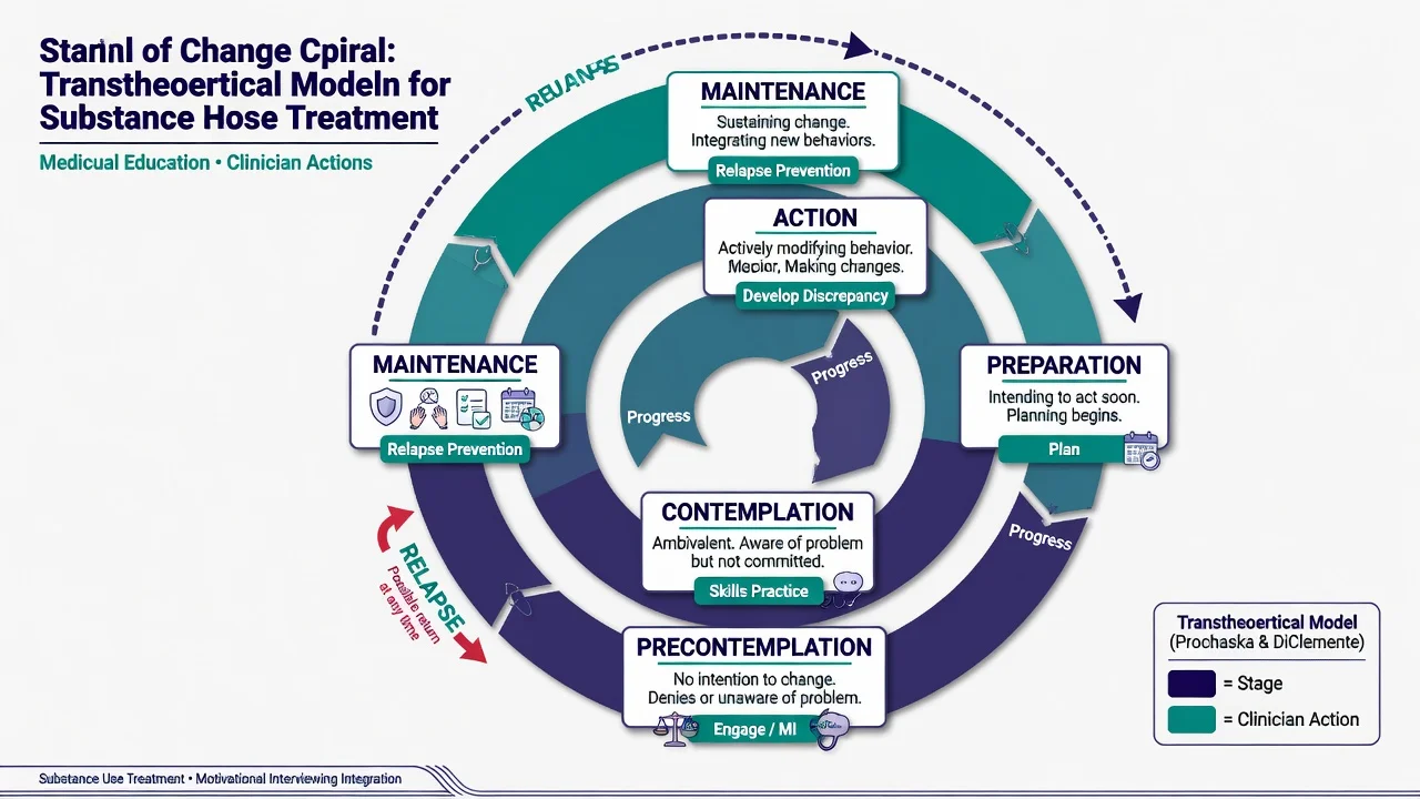 Transtheoretical stages of change spiral for dual diagnosis