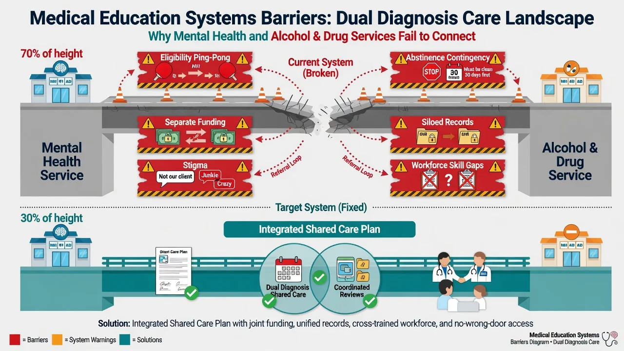 Systems barriers between mental health and AOD services