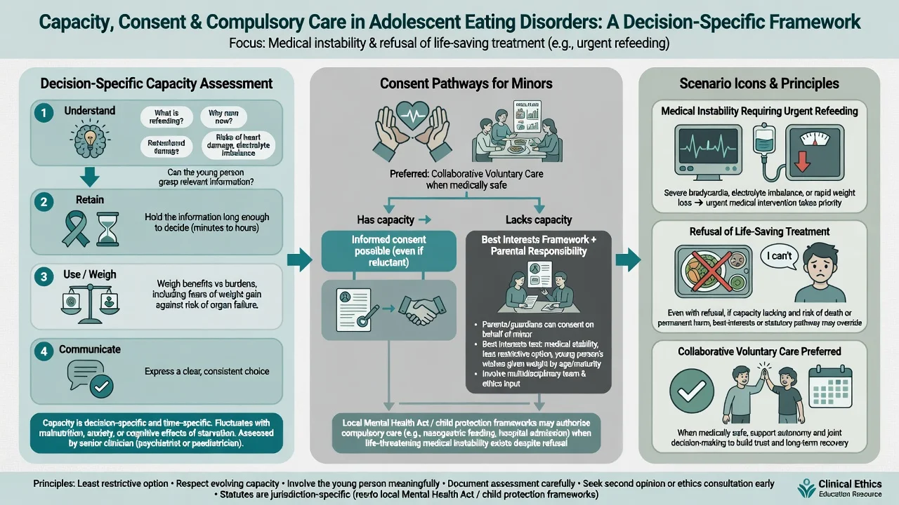 Decision-specific capacity assessment and jurisdiction-specific compulsory care principles for adolescent eating disorders