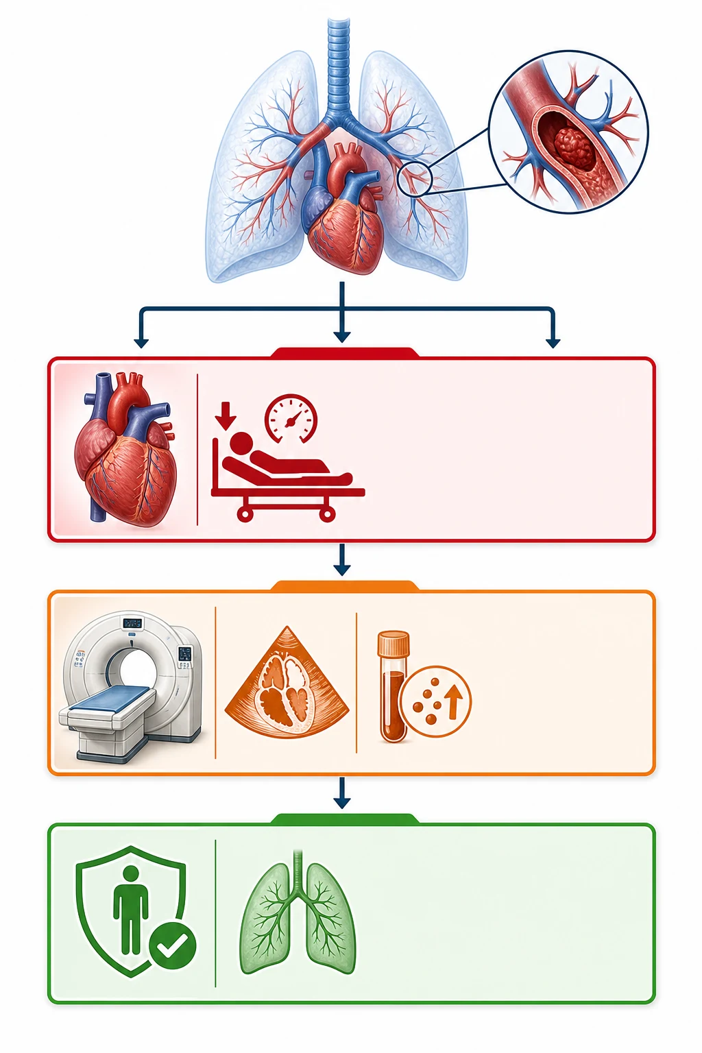 Medical infographic on white clinical-blue, flat vector, crisp typography. The 12-lead ECG with Einthoven triangle and electrical axis. Signal path electrodes to differential amplifier to filters, diagnostic 0.05-150 Hz versus monitor 0.5-40 Hz. Macroshock about 100 mA versus microshock about 10 microamperes via a central line. Protection by isolation and line-isolation monitor, equipotential earthing, and CF equipment. Banner reads 'Microshock threshold 10 microamperes via a central line'.