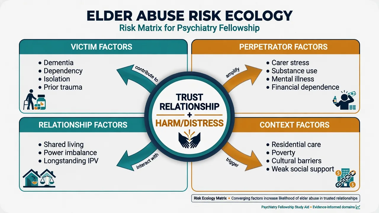 Four-quadrant elder abuse risk ecology: victim, perpetrator, relationship, and context factors around trust relationship and harm