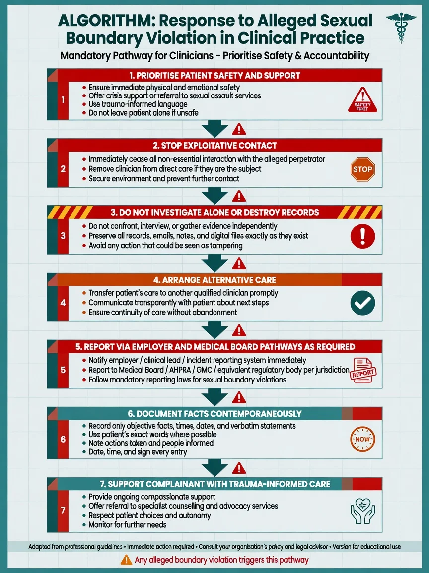 Seven-step algorithm for response to alleged sexual boundary violation