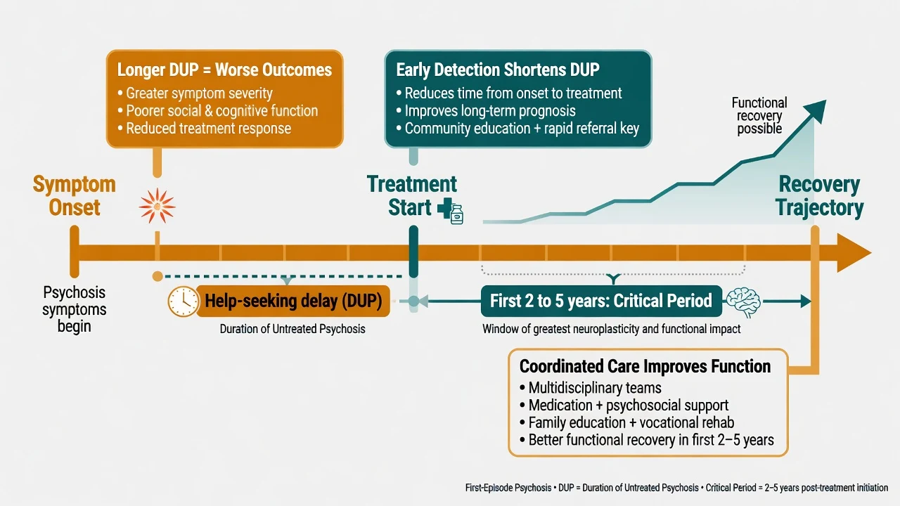 Timeline of DUP help-seeking delay and the critical period after treatment start