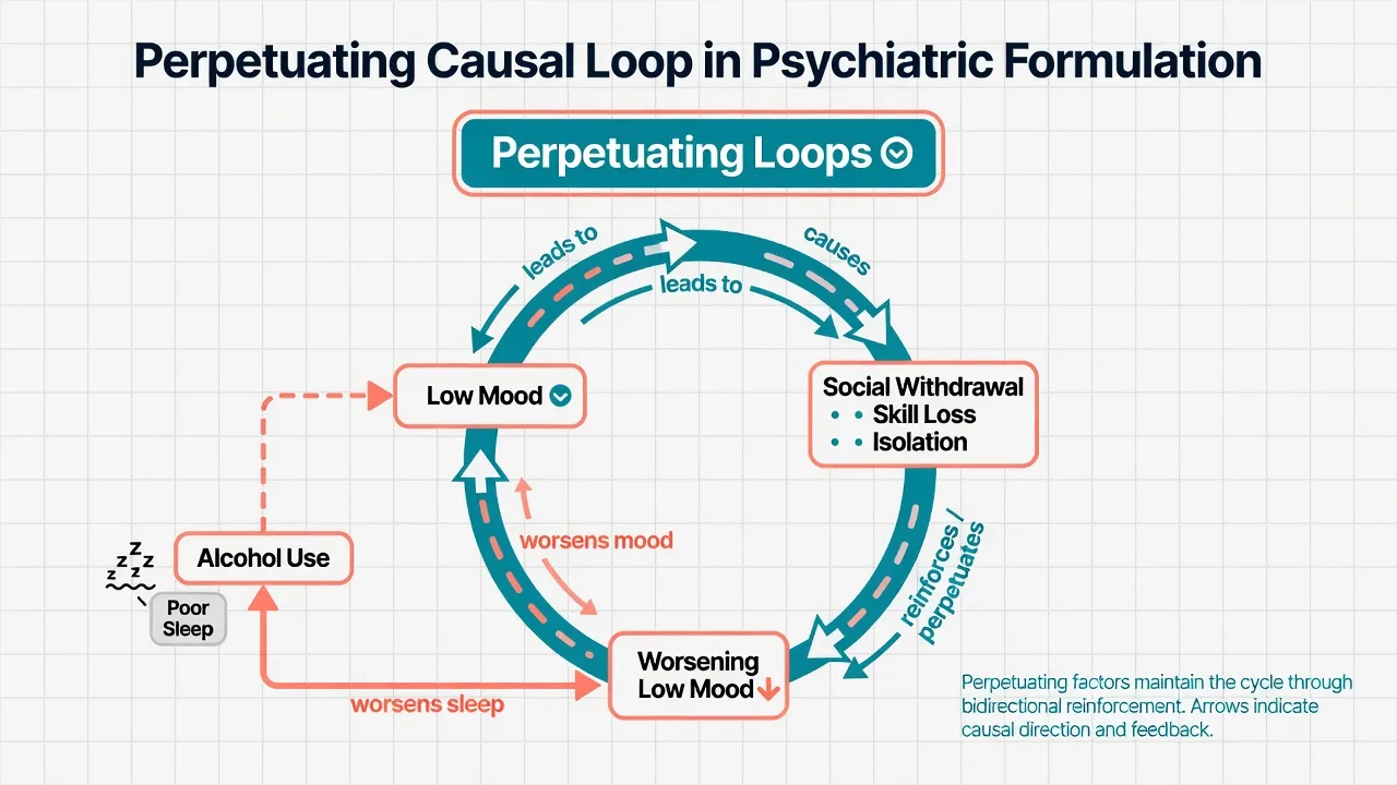 Circular perpetuating loop of low mood withdrawal and substance use