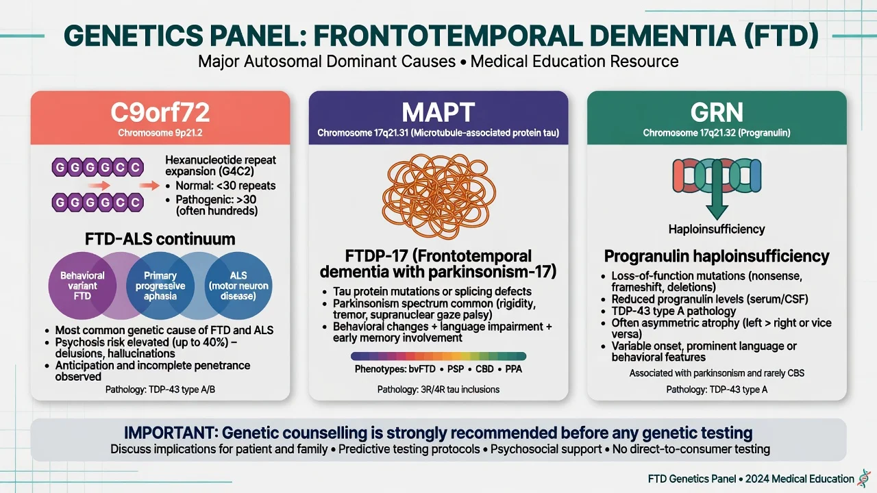 Genetics panel for C9orf72 MAPT and GRN in frontotemporal dementia