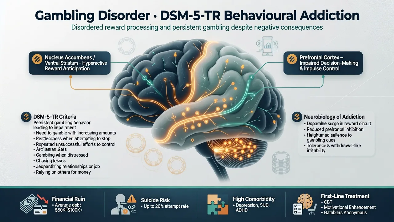 Educational overview of gambling disorder as a behavioural addiction with reward circuitry and clinical risk themes