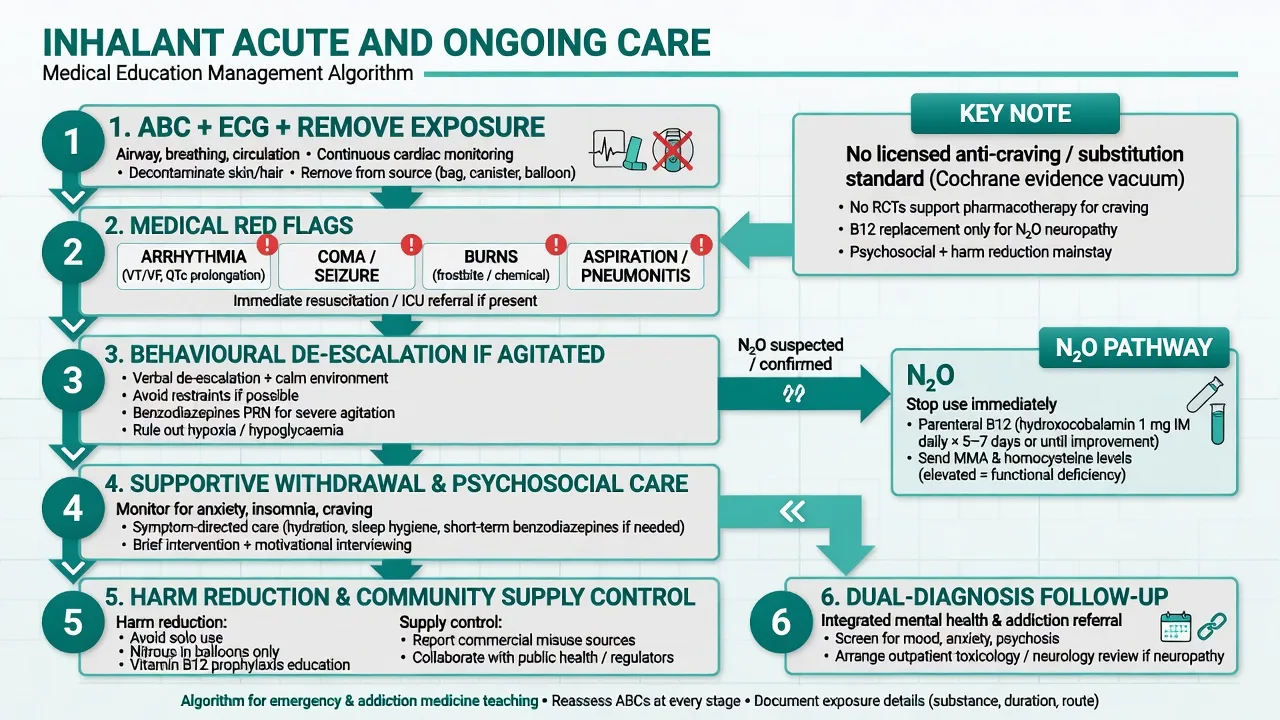 Management algorithm for acute inhalant care and nitrous oxide B12 pathway