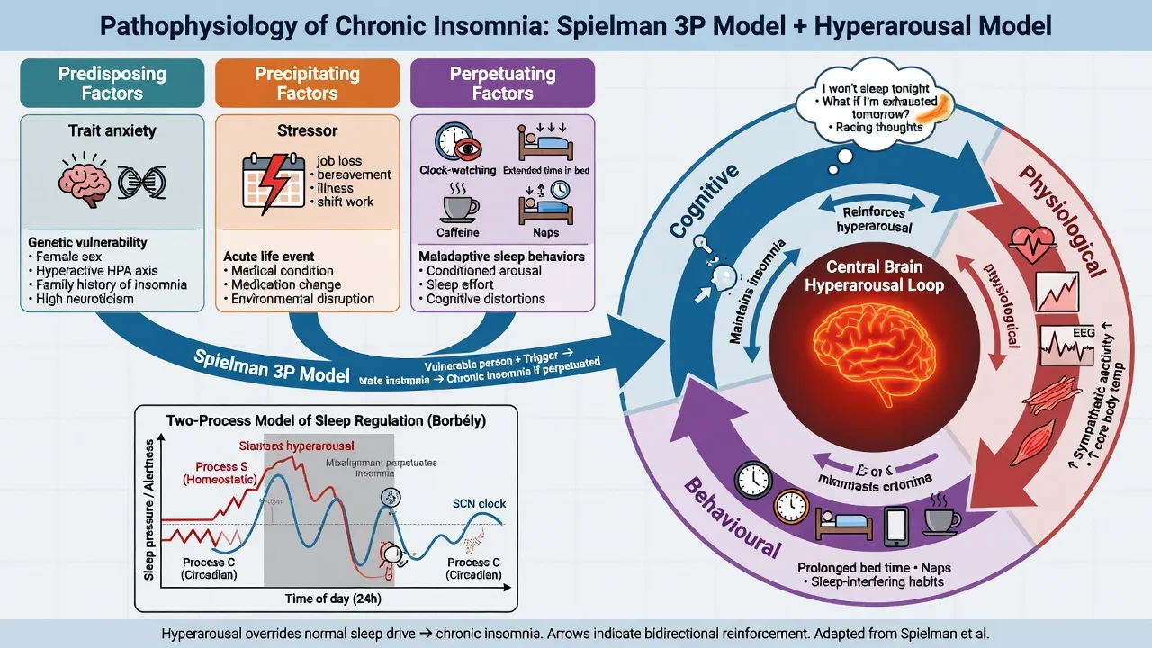 Spielman 3P model and hyperarousal loops maintaining chronic insomnia