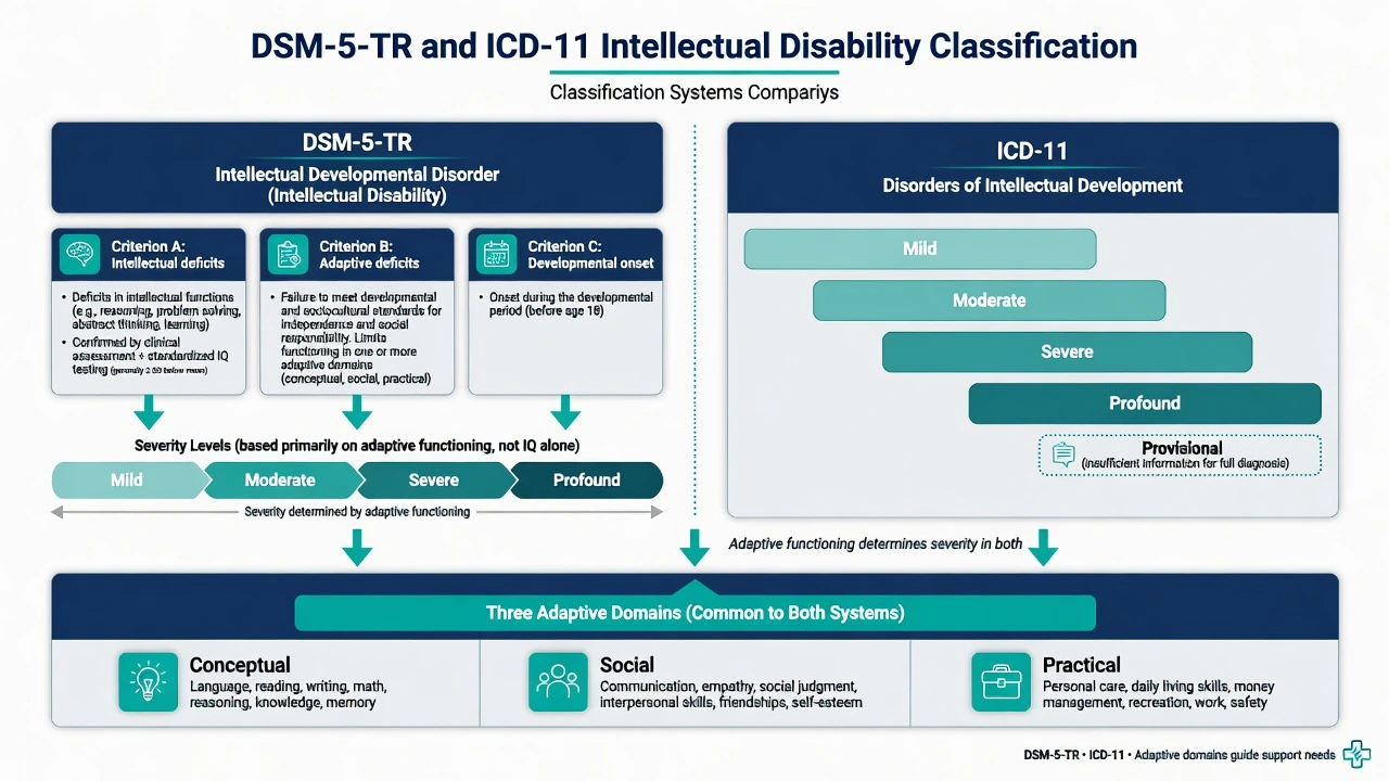 DSM-5-TR and ICD-11 intellectual disability classification with adaptive domains