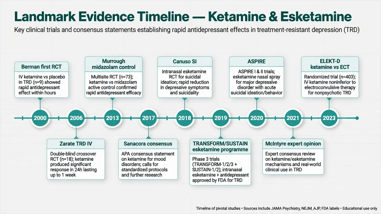 Side-by-side comparison of racemic IV ketamine and esketamine nasal spray for exam revision