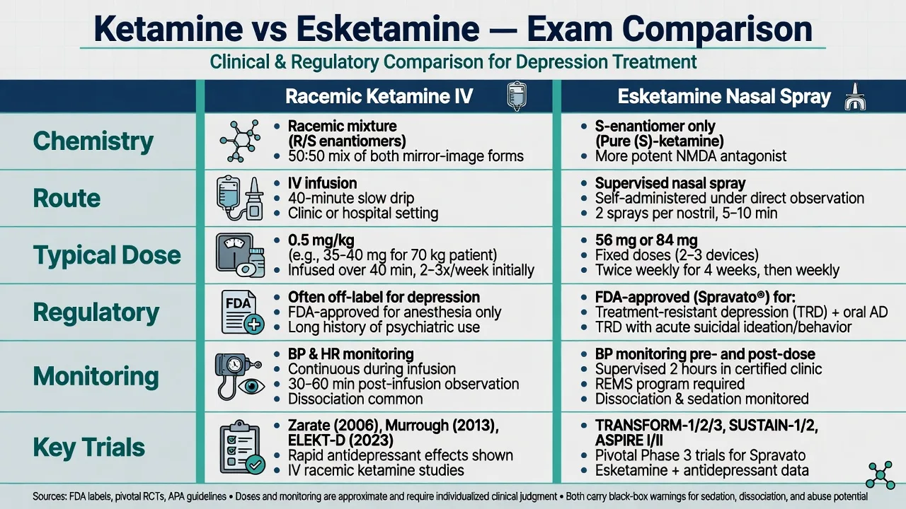 Timeline of landmark ketamine and esketamine trials from Berman 2000 to ELEKT-D 2023