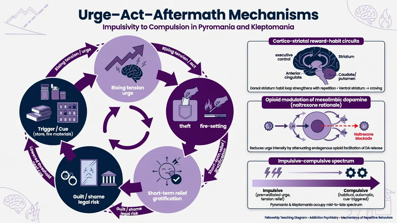 Urge-act-aftermath cycle with cortico-striatal reward circuits and opioid modulation naltrexone rationale