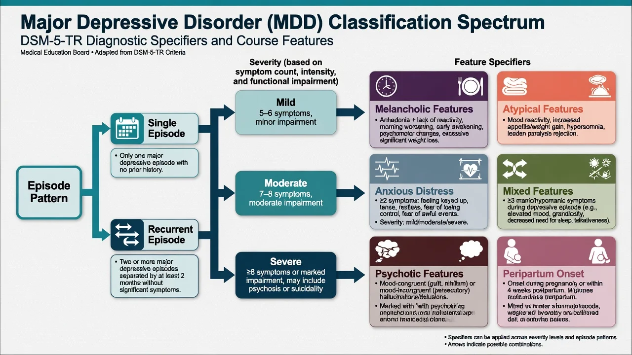 MDD classification spectrum with severity and feature specifiers