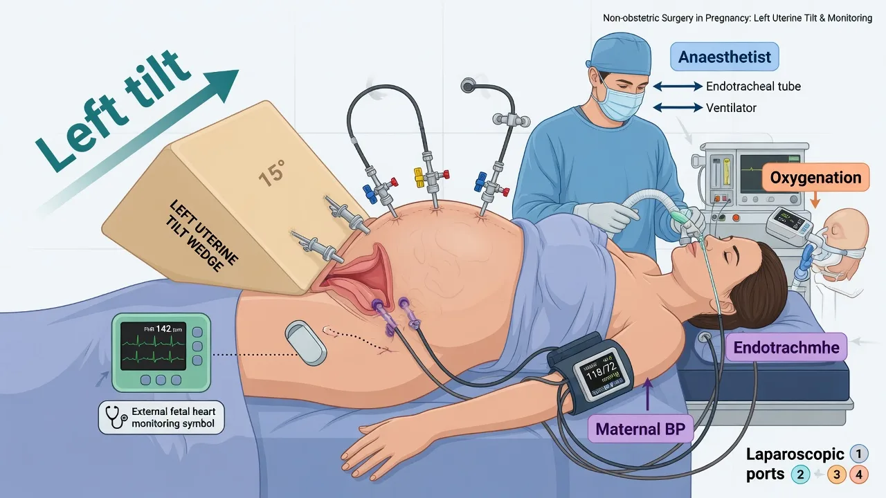 Non-obstetric surgery in pregnancy educational illustration