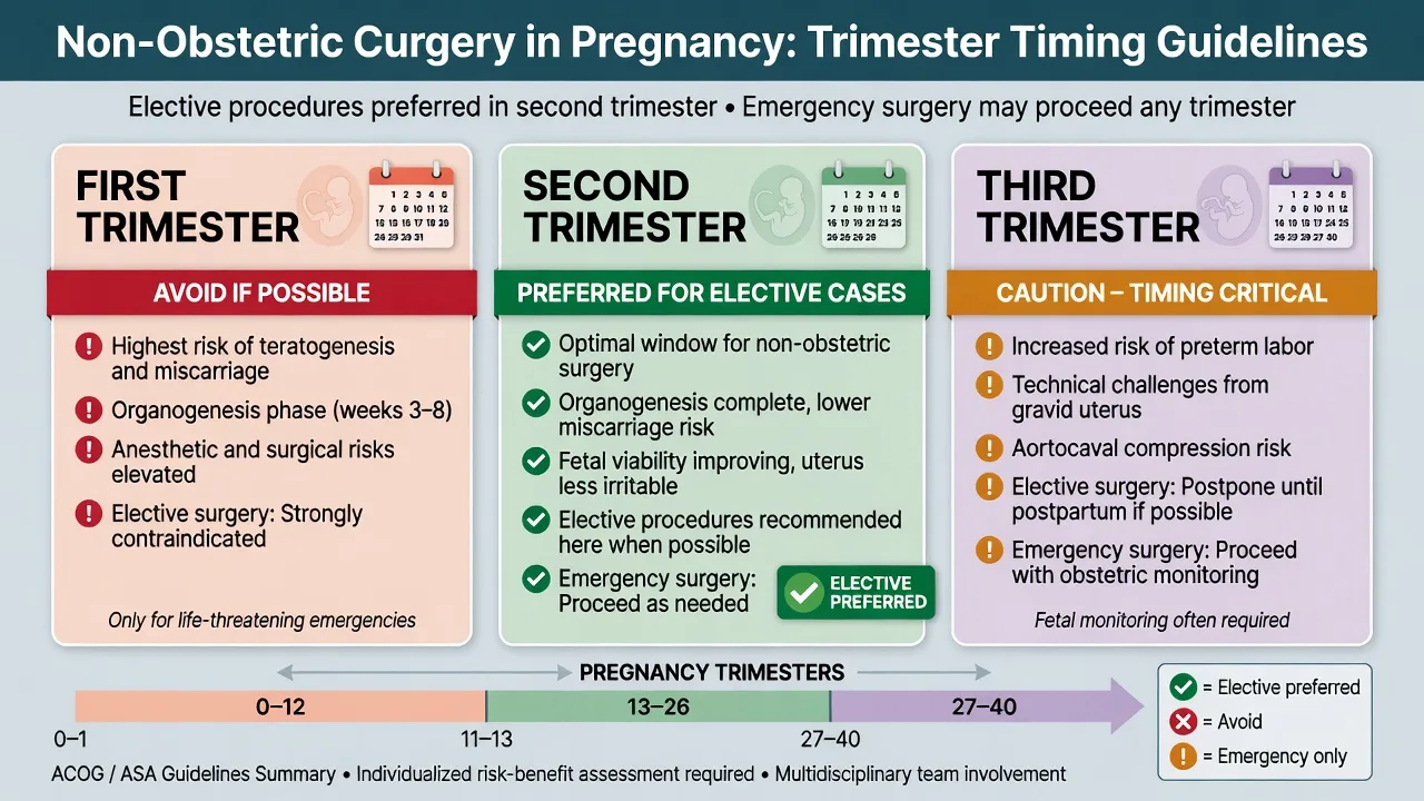 Trimester timing considerations for non-obstetric surgery