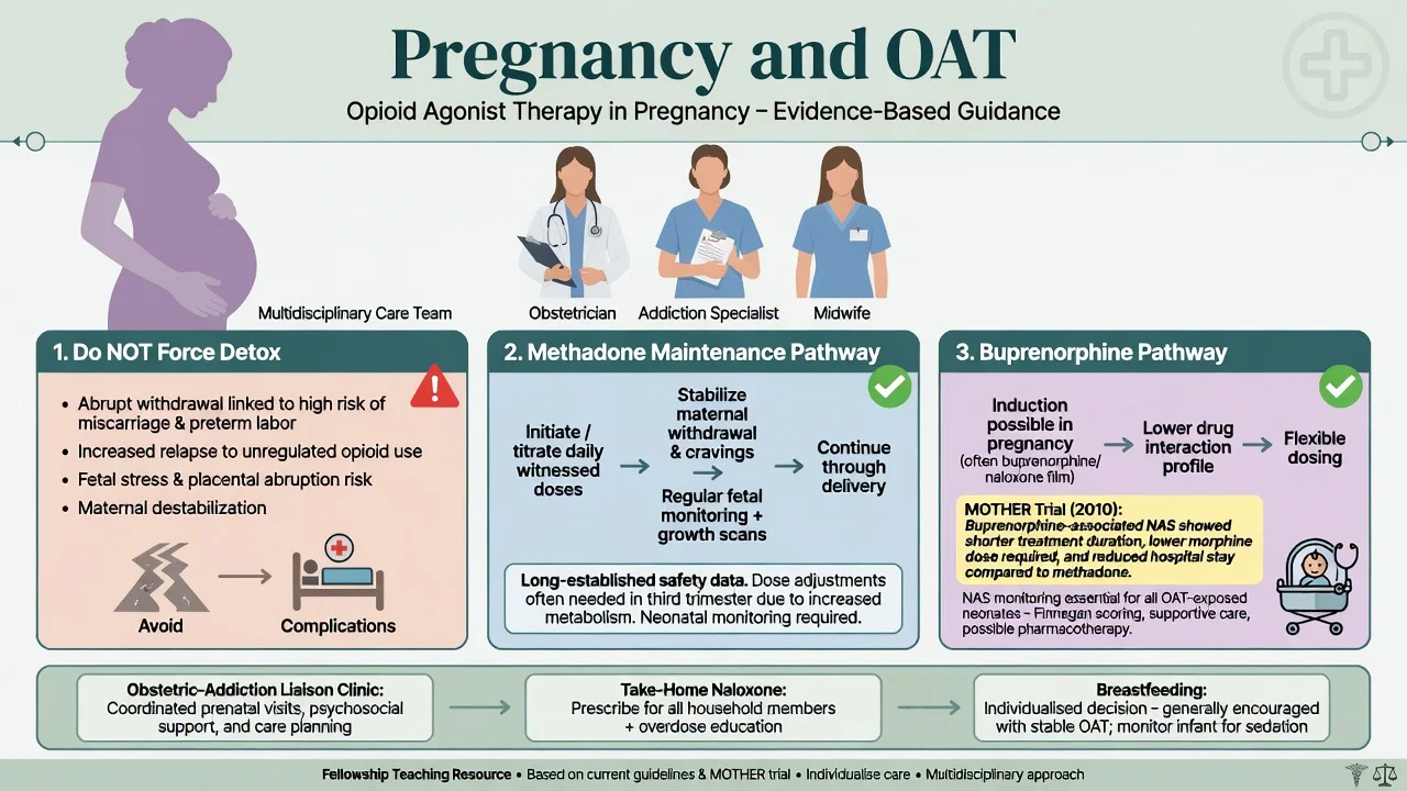 Pregnancy opioid agonist treatment pathways methadone buprenorphine and NAS monitoring