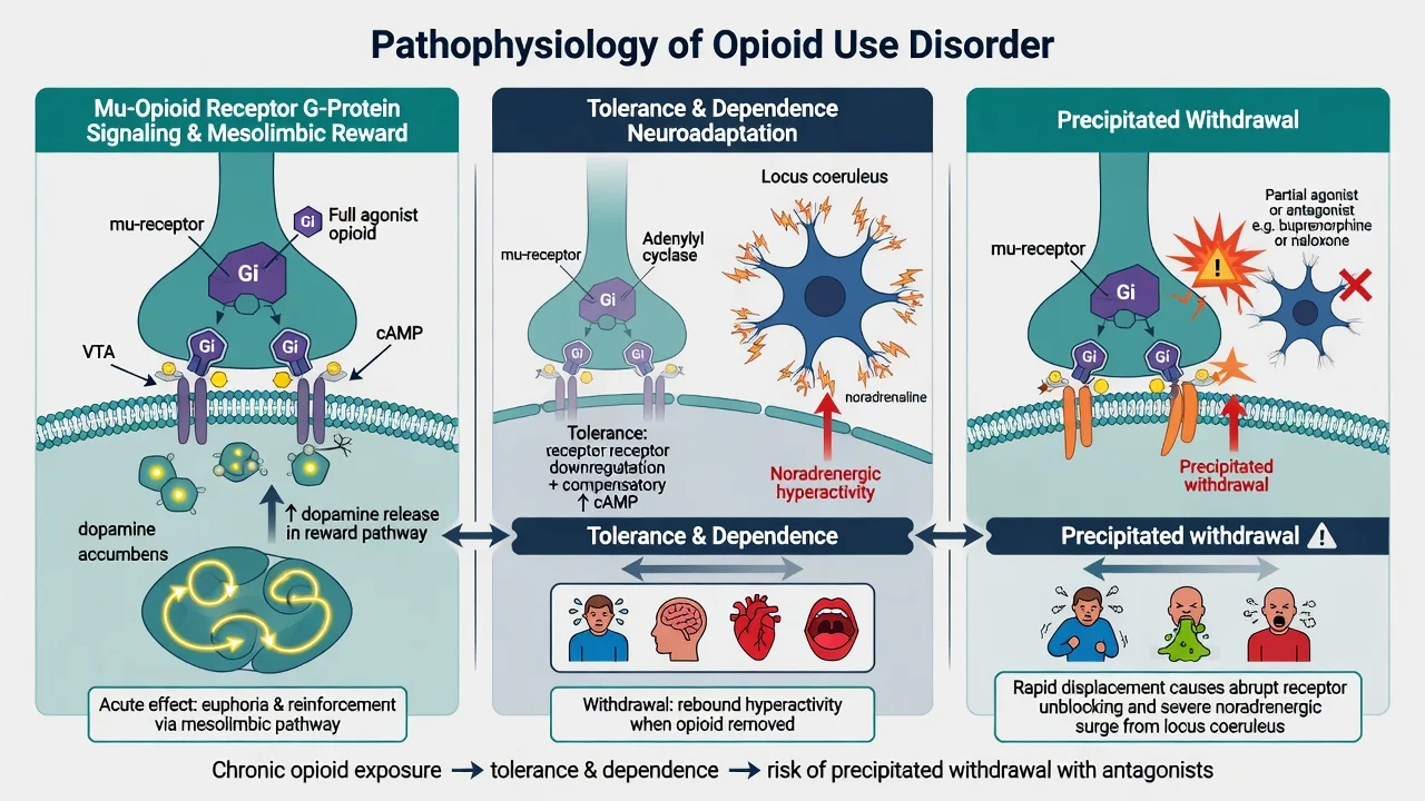 Mu-opioid receptor signaling, tolerance, locus coeruleus withdrawal hyperactivity, and precipitated withdrawal
