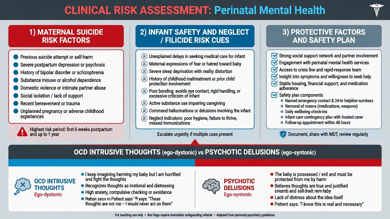 Maternal suicide risk, infant safety cues, protective factors, and OCD versus psychosis discriminator