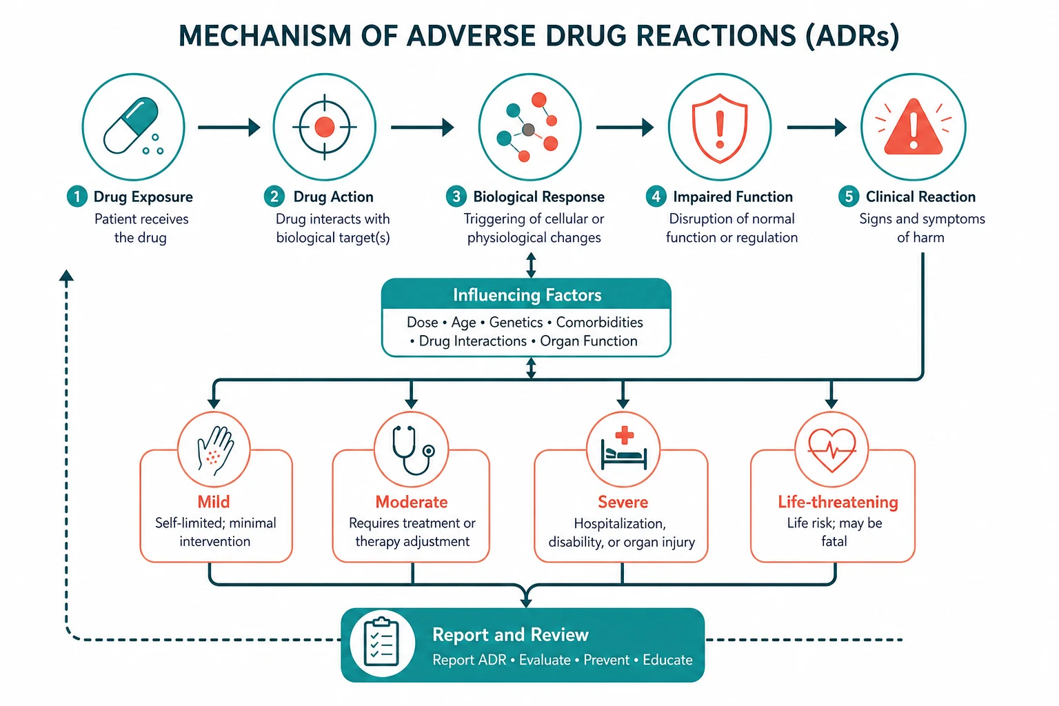 Pathophysiology of adverse drug reactions