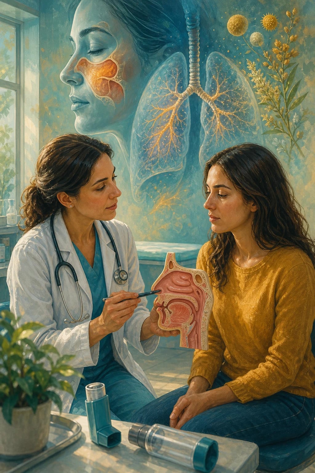 Clinical overview scene for Allergic Rhinitis AND Asthma.
