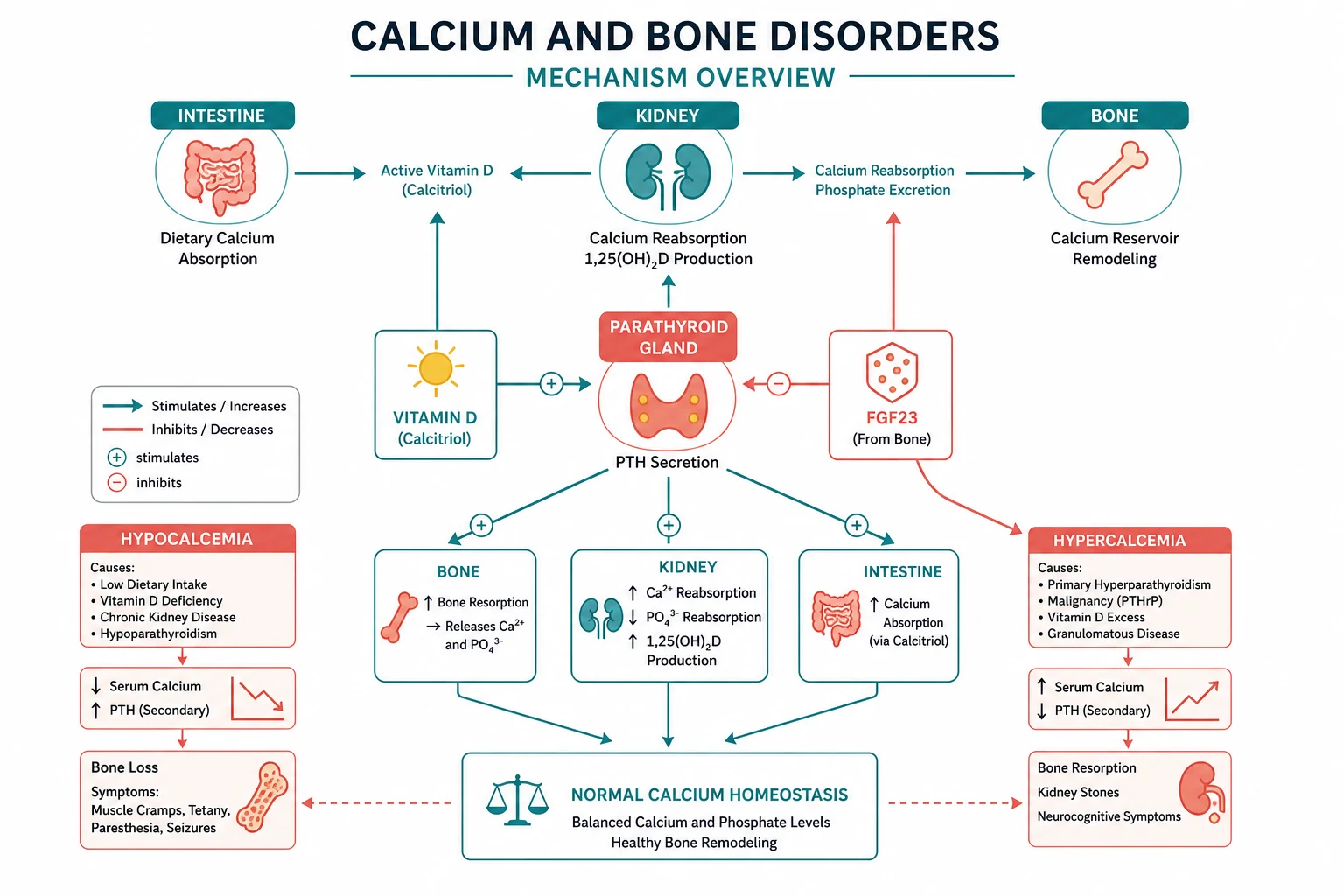 Pathophysiology for calcium and bone disorders