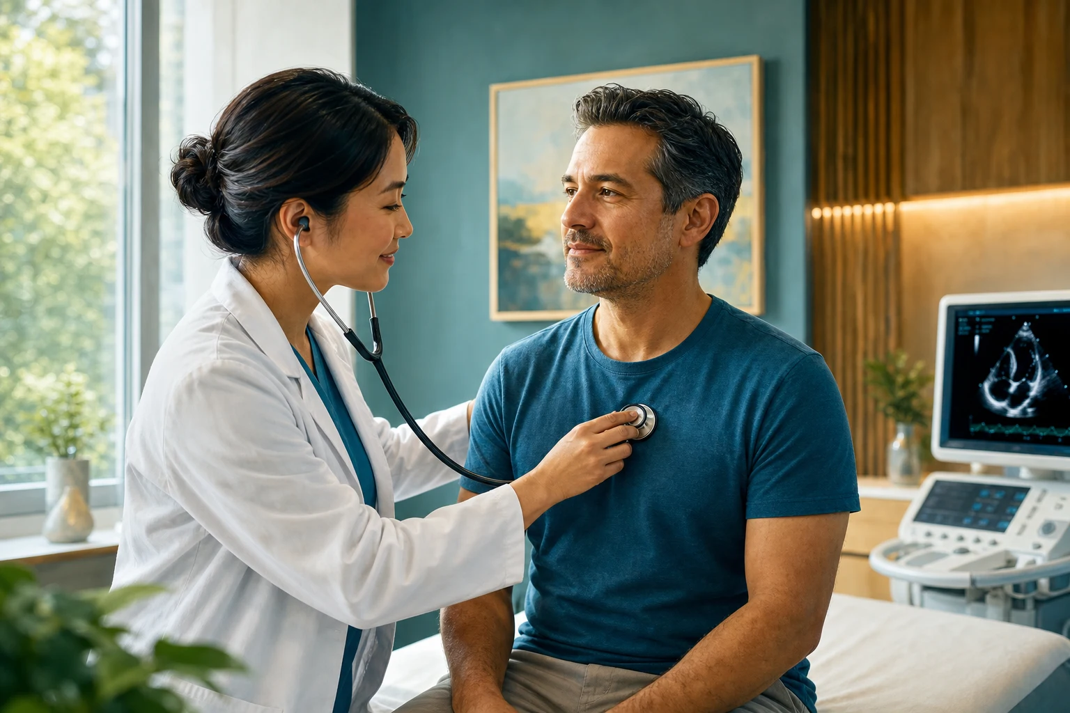 The systematic cardiovascular examination as a head-to-toe sequence: end-of-bed survey, hands, face, eyes, neck and JVP, praecordium, auscultation with the four valve areas, dynamic manoeuvres, back, abdomen and legs — the reproducible routine every short-case candidate must perform flawlessly