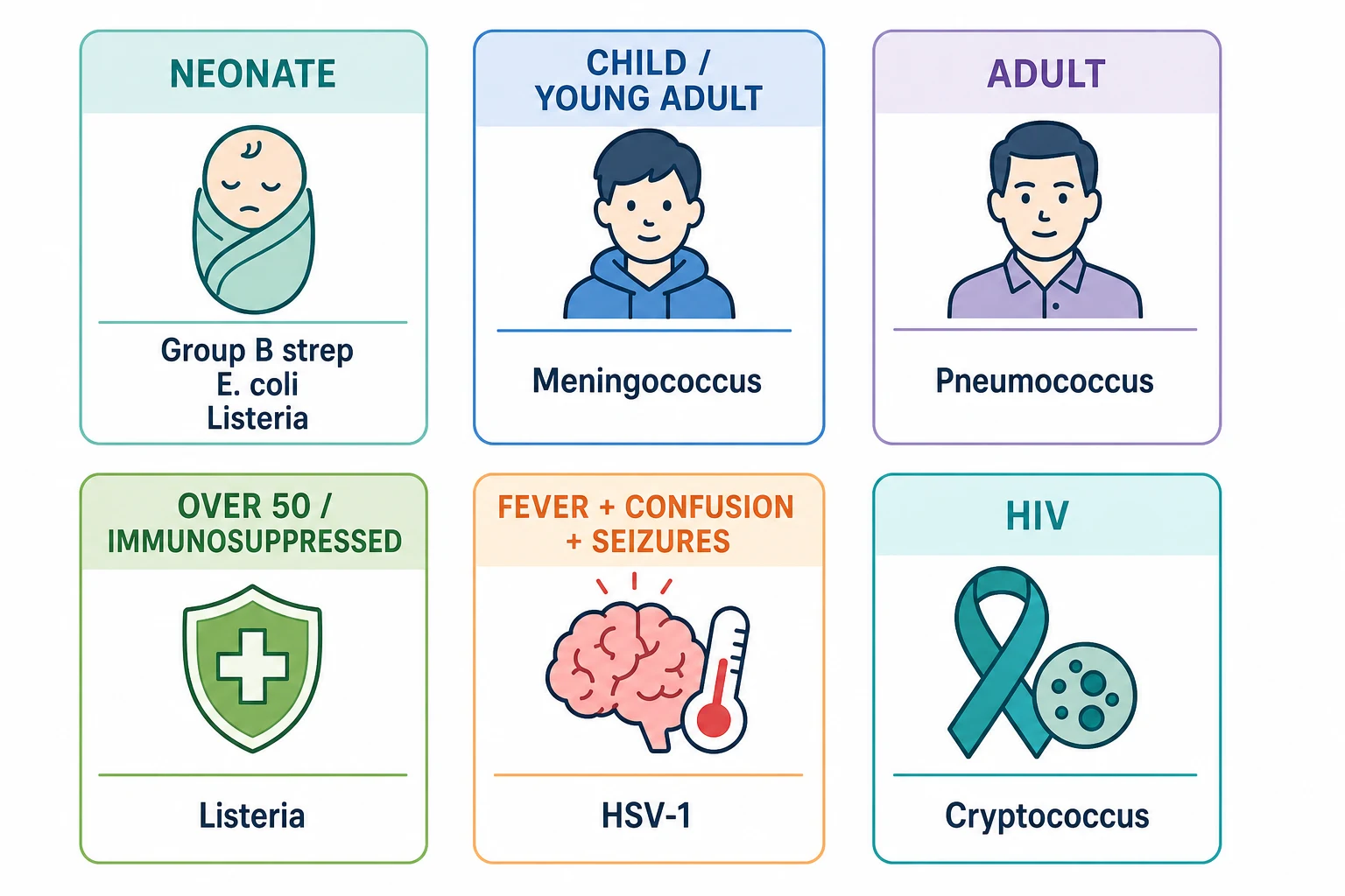 CNS pathogens by patient context