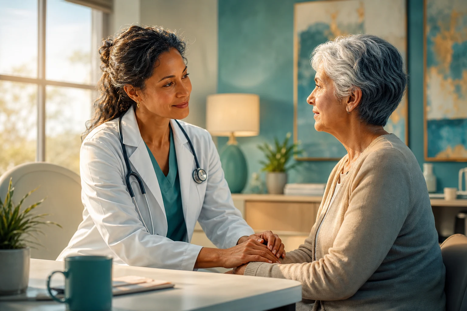 Comprehensive geriatric assessment — an older person at the centre of four domains (medical, functional, psychological, social), surrounded by the core instruments (Katz ADL, Lawton IADL, Timed Up and Go, MoCA, GDS, 4AT, MNA-SF) and the frailty tools (Fried phenotype, Clinical Frailty Scale, frailty index)