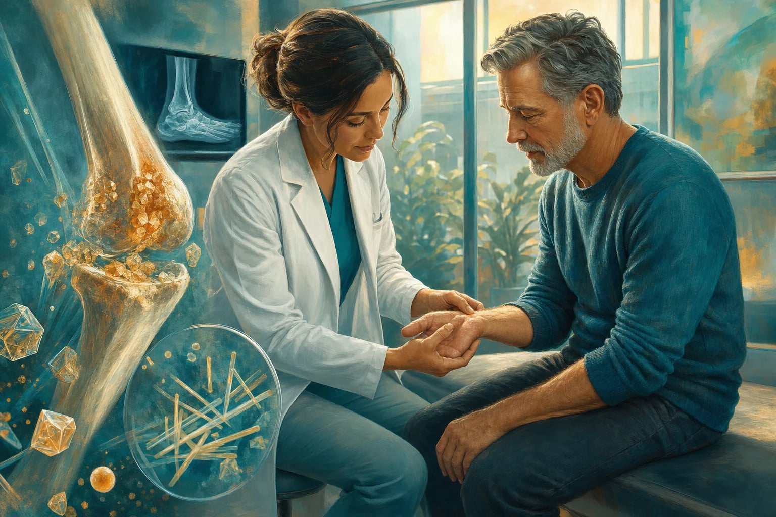 Clinical overview scene for Crystal Arthropathies.