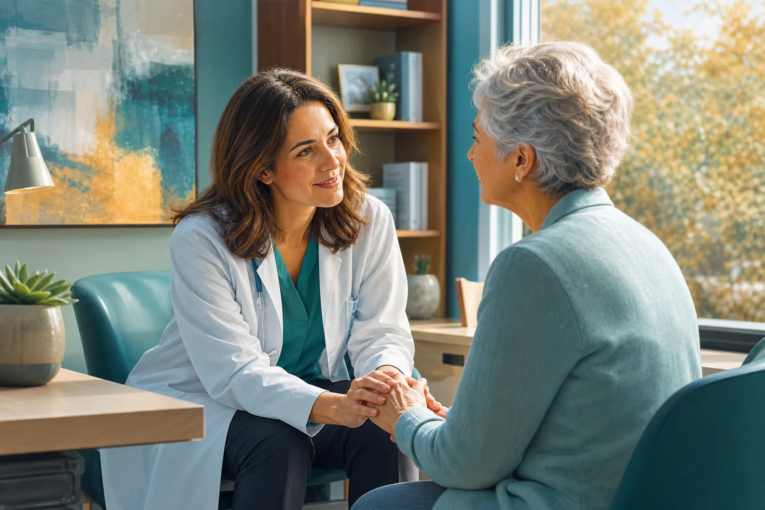 Dementia — an older person at the centre of a spectrum from mild cognitive impairment to severe dementia, surrounded by the five major subtypes (Alzheimer, vascular, Lewy body, frontotemporal, mixed) and the pillars of management — cognitive enhancers, non-pharmacological care, BPSD management, advanced care planning, and carer support