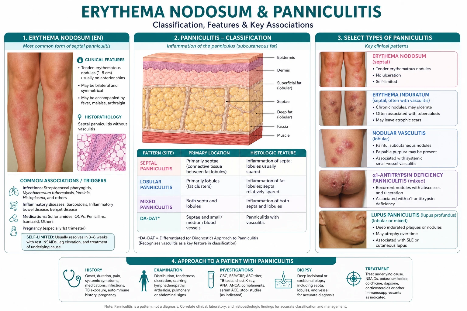 Classification diagram for Erythema Nodosum AND Panniculitis.