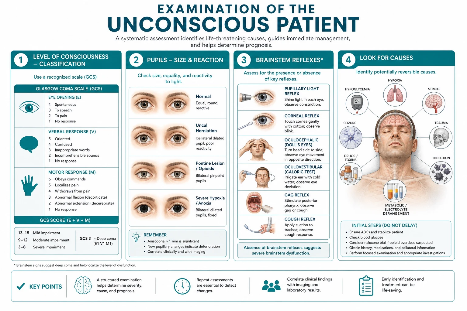 Classification diagram for Examination OF THE Unconscious Patient.