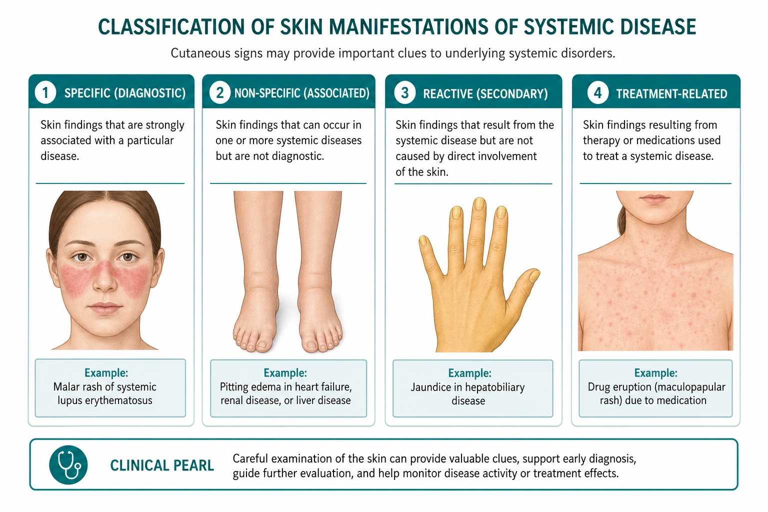 Classification of examination skin manifestations systemic disease