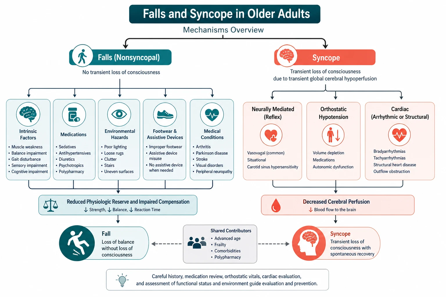 Pathophysiology for falls and syncope older adults